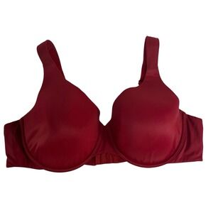 Serenada 42C Full Coverage T-Shirt‎ Bra Underwire Red Lightly Lined Smooth